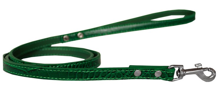 Plain Croc Leash Emerald Green 1/2'' wide x 6' long